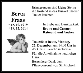 Traueranzeige von Berta Fraas von Frankenpost