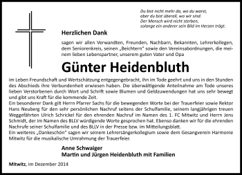 Traueranzeige von Günter Heyfrnbluth von Neue Presse Coburg