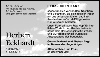Traueranzeige von Herbert Eckardt von Südthüringer Presse