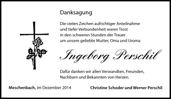Traueranzeige von Ingeborg Perschil von Neue Presse Coburg