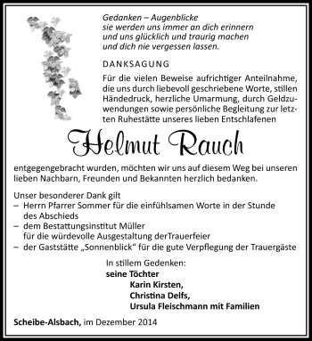 Traueranzeige von Helmut Rauch von Südthüringer Presse