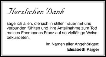 Traueranzeige von Franz Pajger von Frankenpost