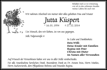 Traueranzeige von Jutta Küspert von Frankenpost