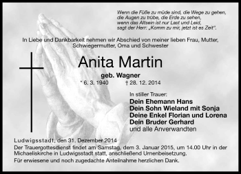 Traueranzeige von Anita Martin von Neue Presse Coburg