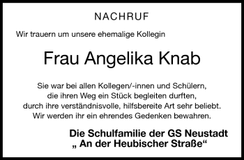 Traueranzeige von Angelika Knab von Neue Presse Coburg