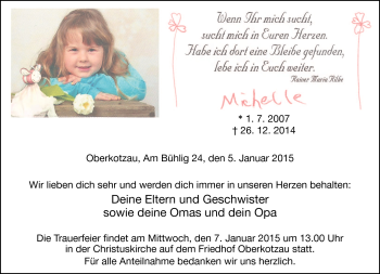 Traueranzeige von Michelle Wagner von Frankenpost