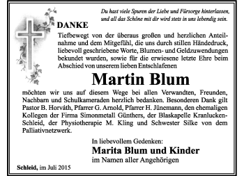 Traueranzeige von Martin Blum von Südthüringer Presse