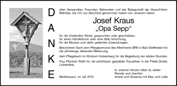 Traueranzeige von Josef Kraus von Neue Presse Coburg