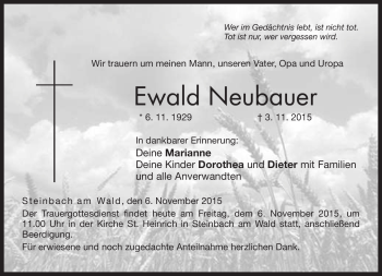 Traueranzeige von Ewald Neubauer von Neue Presse Coburg