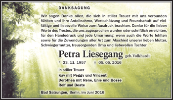 Traueranzeige von Petra Liesegang von Südthüringer Presse