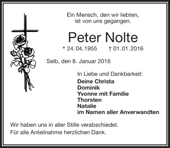 Traueranzeige von Peter Nolte von Frankenpost