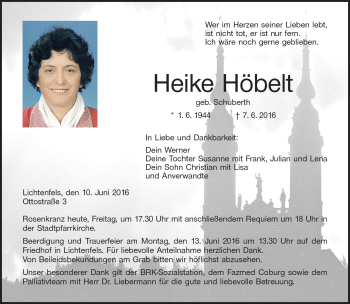 Traueranzeige von Heike Höbelt von Neue Presse Coburg