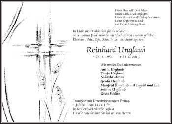 Traueranzeige von Reinhard Ungaub von Frankenpost