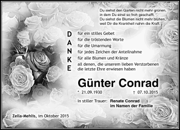 Traueranzeige von Günter Conrad von Südthüringer Presse