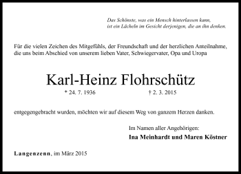 Traueranzeige von Karl-Heinz Flohrschütz von Neue Presse Coburg