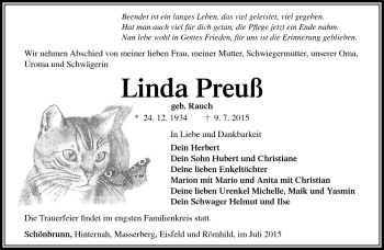 Traueranzeige von Linda Preuß von Südthüringer Presse