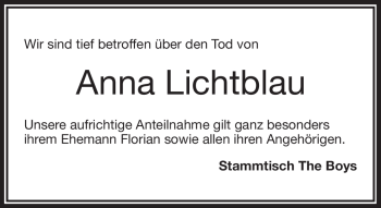 Traueranzeige von Anna Lichtblau von Frankenpost