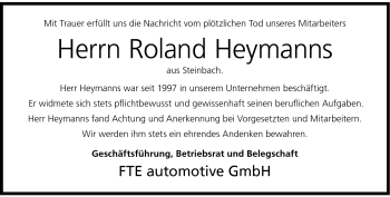 Traueranzeige von Roland Heymanns von Neue Presse Coburg