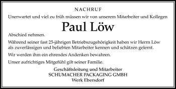 Traueranzeige von Paul Löw von Neue Presse Coburg