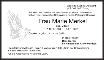 Traueranzeige von Marie Merkel von 23313