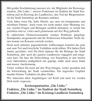 Traueranzeige von Sibylle Abel von Südthüringer Presse