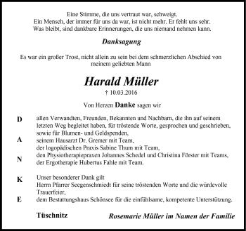 Traueranzeige von Harald Müller von Neue Presse Coburg