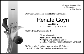 Traueranzeige von Renate Goyn von Frankenpost