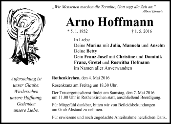 Traueranzeige von Arno Hoffmann von Neue Presse Coburg