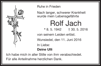 Traueranzeige von Rolf Jach von Frankenpost
