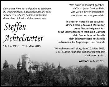 Traueranzeige von Steffen Achtelstetter von Südthüringer Presse