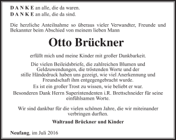 Traueranzeige von Otto Brückner von Südthüringer Presse