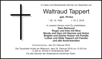 Traueranzeige von Waltraut Tappert von Neue Presse Coburg