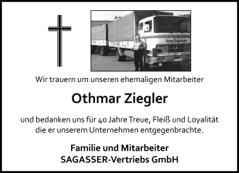 Traueranzeige von Othmar Ziegler von Neue Presse Coburg