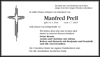 Traueranzeige von Manfred Prell von Frankenpost