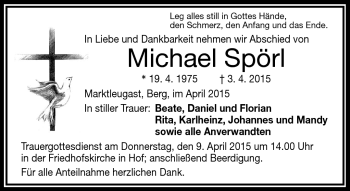 Traueranzeige von Michael Spörl von Frankenpost