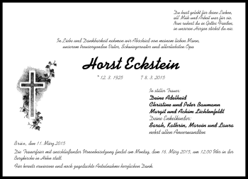 Traueranzeige von Horst Eckstein von Neue Presse Coburg