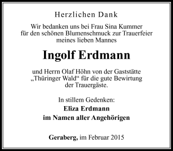 Traueranzeige von Ingolf Erdmann von Südthüringer Presse