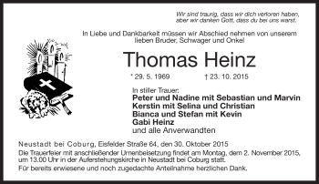 Traueranzeige von Thomas Heinz von Neue Presse Coburg