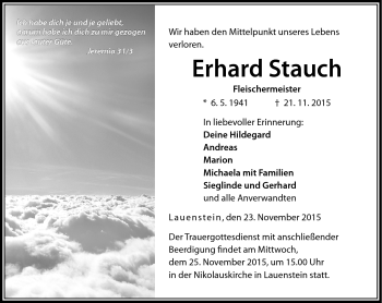Traueranzeige von Erhard Stauch von Neue Presse Coburg