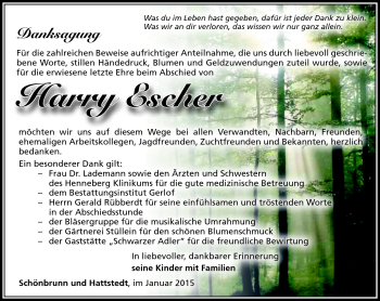 Traueranzeige von Harry Escher von Südthüringer Presse