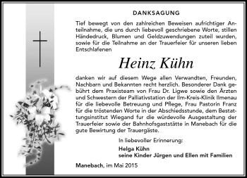 Traueranzeige von Heinz Kühn von Südthüringer Presse