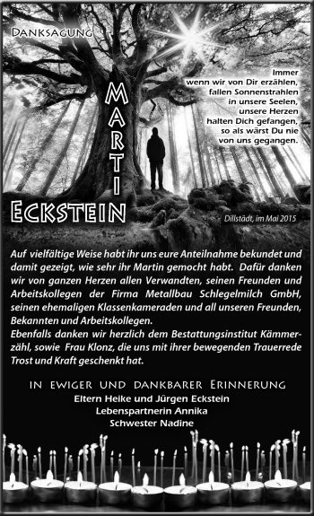 Traueranzeige von Martin Eckstein von Südthüringer Presse