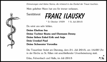Traueranzeige von Franz Ilausky von Südthüringer Presse