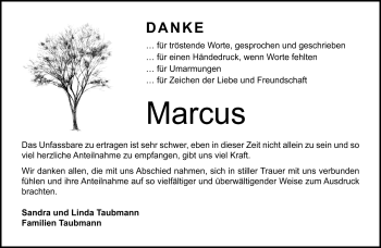Traueranzeige von Marcus Taubmann von Neue Presse Coburg