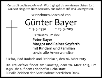Traueranzeige von Günter Bayer von Neue Presse Coburg