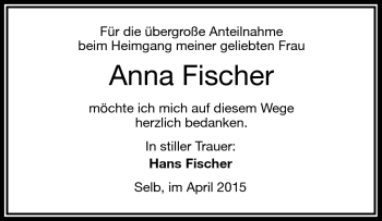 Traueranzeige von Anna Fischer von Frankenpost
