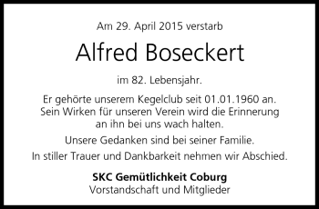 Traueranzeige von Alfred Boseckert von Neue Presse Coburg
