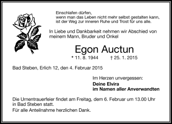 Traueranzeige von Egon Auctun von Frankenpost