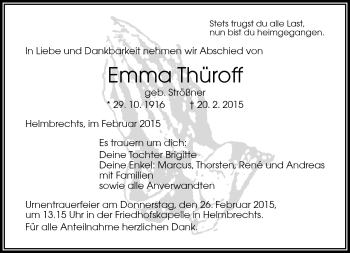 Traueranzeige von Emma Thüroff von Frankenpost