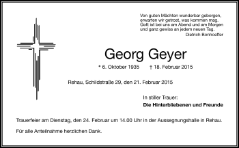 Traueranzeige von Georg Geyer von Frankenpost